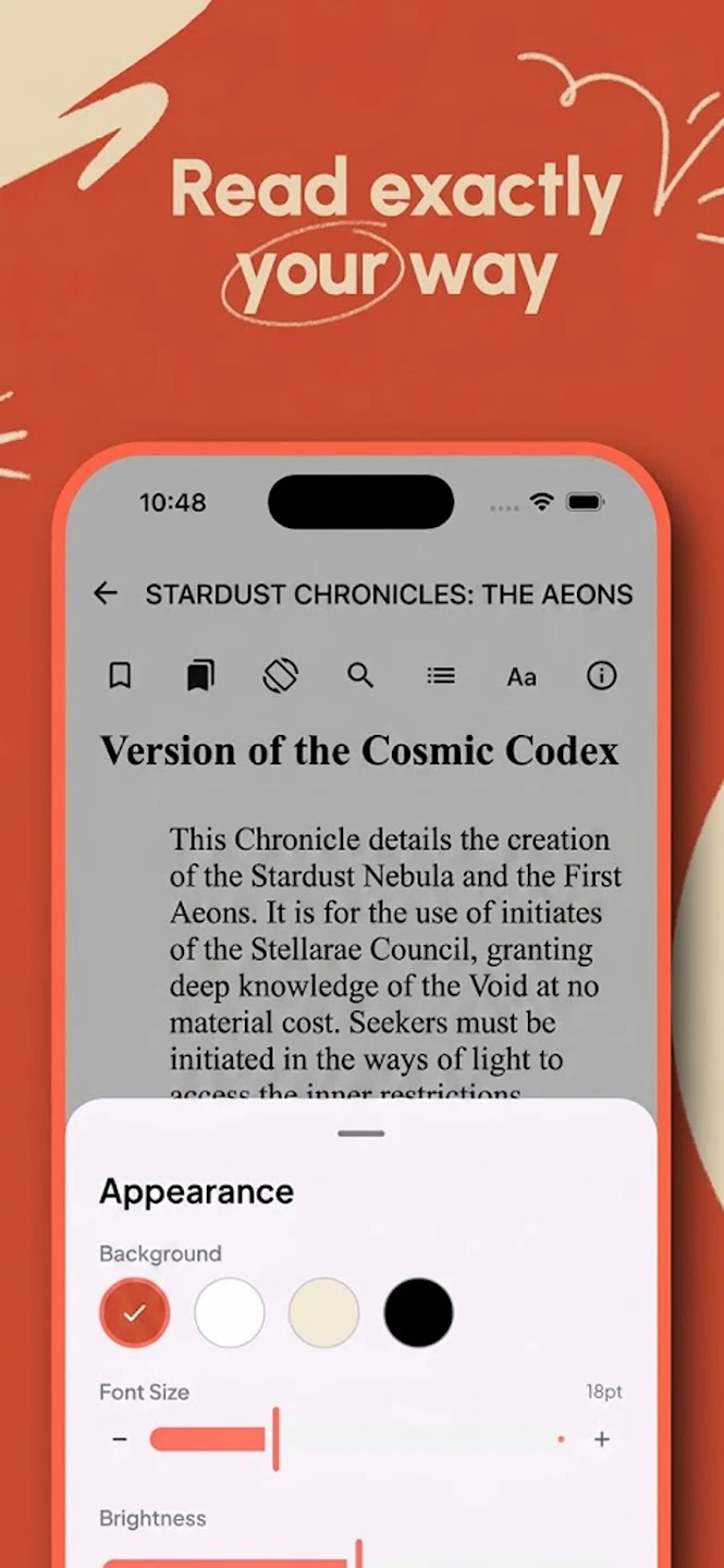 Coral Reader typography and theme controls